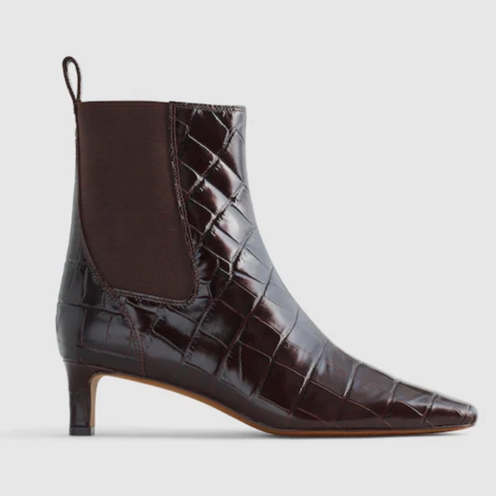 Madewell Croc-Embossed Leather The Dimes Chelsea Boot Coffee Bean Women’s Size 8 - Picture 8 of 9